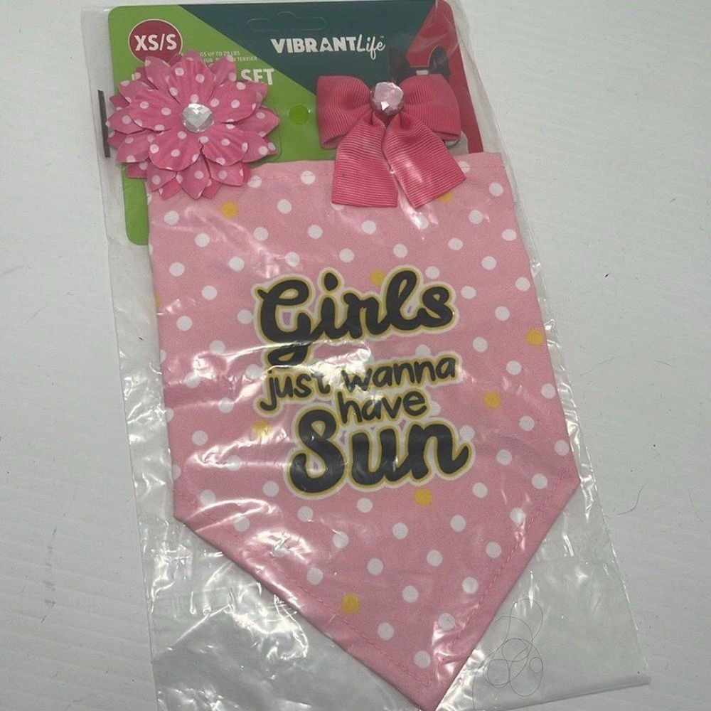 Vibrant Dogs Chihuahua Boston Terrier Bandana Set Pink Color NWT